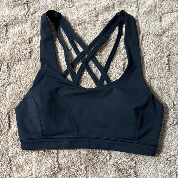 Like New Lululemon Free To Be Serene Sports Yoga Bra Black Luxtreme 2 - Picture 2 of 8